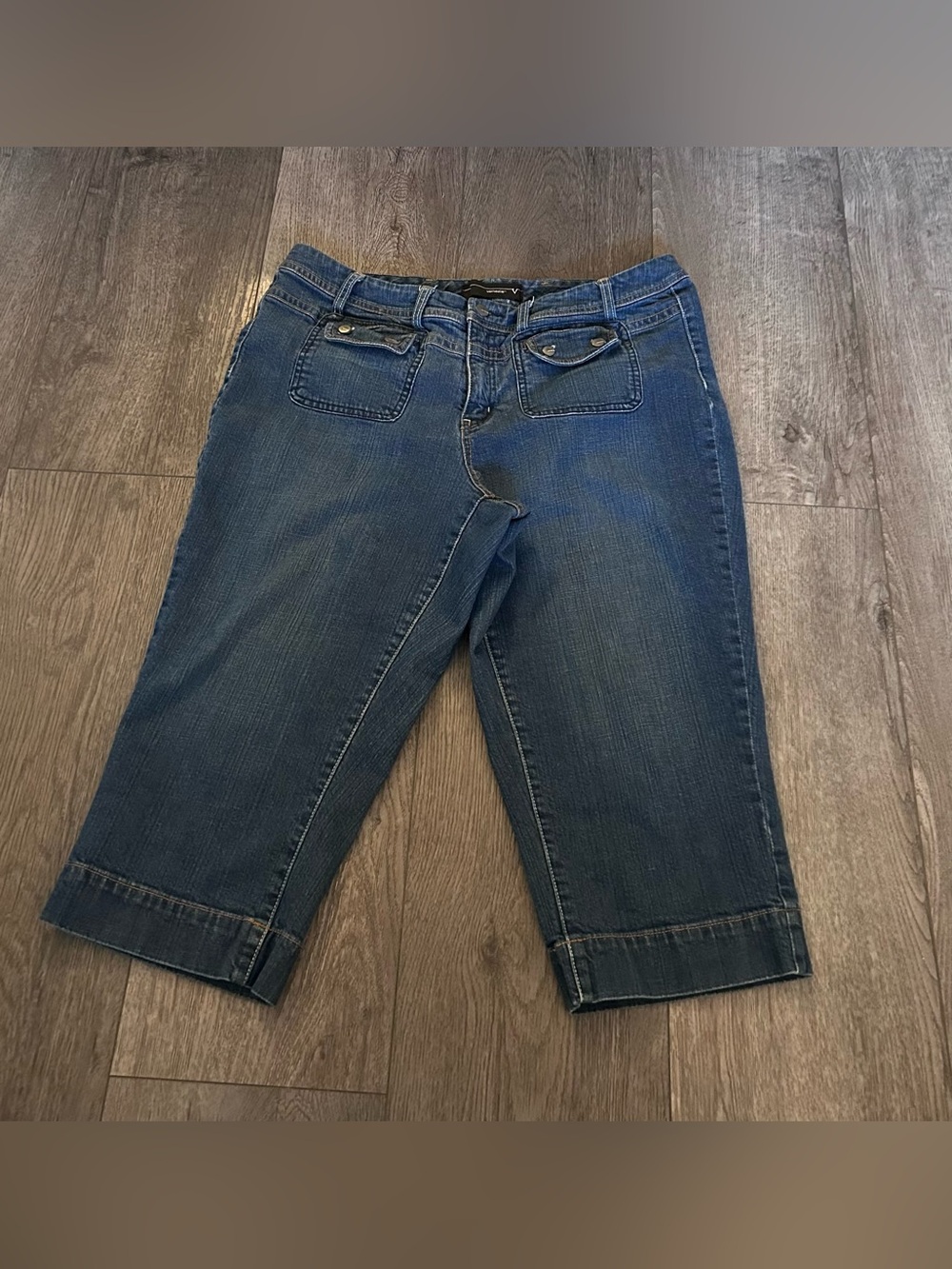 Vintage Y2K Venezia Distressed Denim Capri Pants Size 20